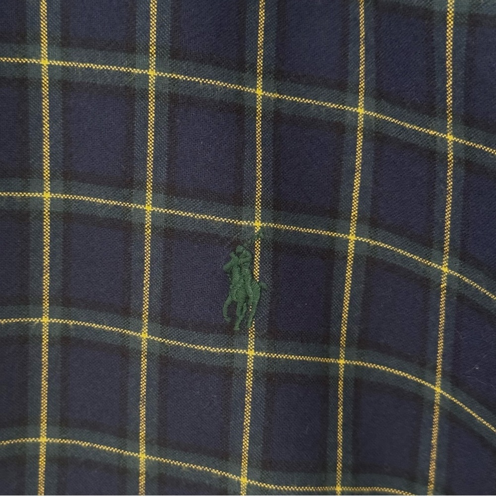 RALPH LAUREN Men’s Classic Fit Heavy Cotton Navy Plaid Button Down Shirt Size XL - Picture 5 of 16